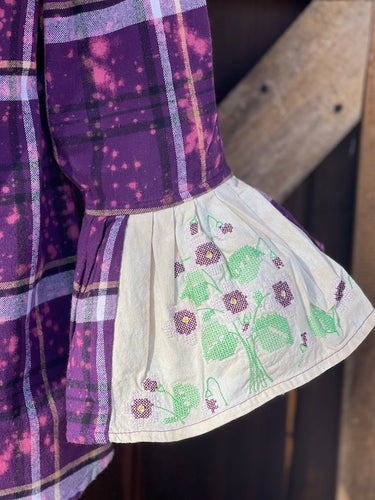 Flared Sleeve Flannel- GRAPE CRUSH